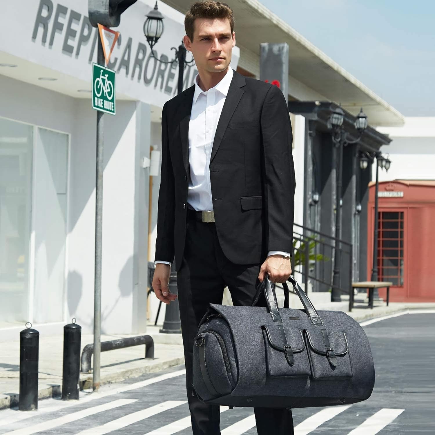 Carry on Garment Duffel Bag Convertible Grament Travel Suit Bag with Shoe Compartment Weekend Flight Bag for Men Women