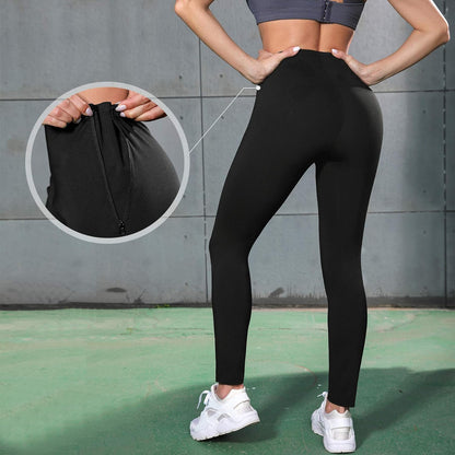 Sauna Leggings for Women Sweat Pants Compression High Waist Slimming Hot Thermo Workout Training Capri Body Shaper (Black, Small)