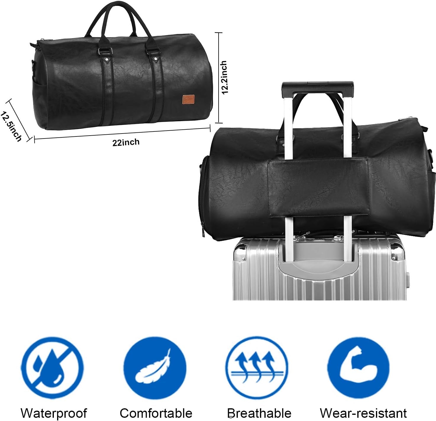 Convertible Travel Garment Bag,Carry on Garment Duffel Bag for Men Women - 2 in 1 Hanging Suitcase Suit Business Travel Bag