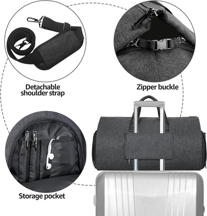 Carry on Garment Duffel Bag Convertible Grament Travel Suit Bag with Shoe Compartment Weekend Flight Bag for Men Women